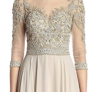 Terani Couture Women's Cropped Sleeve Embellished